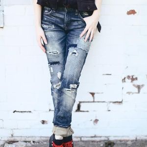 Polo Ralph Lauren Tompkins Patched Raw Hem Denim Jeans 30